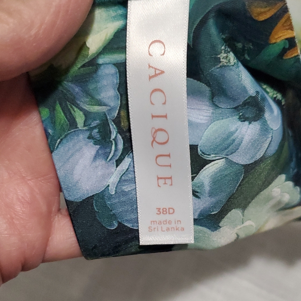 NWOT Cacique Floral Underwire Bra in Deep Green and Blue - Picture 2 of 3